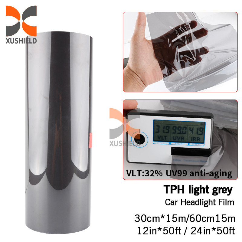 XUSHIELD TPH de alta calidad TPU Faros de automóviles Película de tinte Luz negro humo negro cola negra Luz del faro Película de tinte