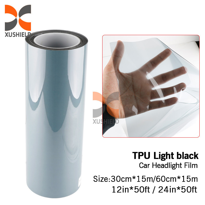 XUSHIELD TPH de alta calidad TPU Faros de automóviles Película de tinte Luz negro humo negro cola negra Luz del faro Película de tinte