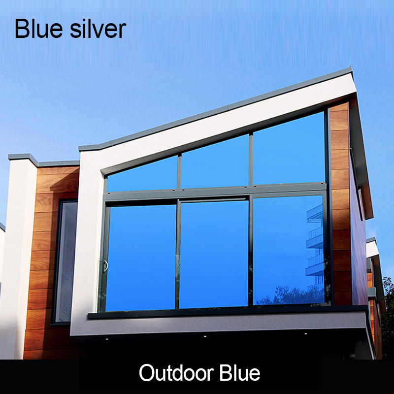 Película decorativa de material de construcción PET de color azul oscuro plateado de aislamiento térmico medio Película de ventana antiexplosión