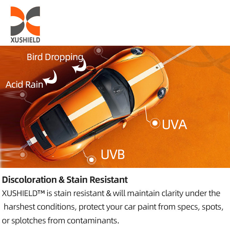 XUSHIELD 8.5mil Alta hidrofobidad brillante de alta calidad Reparación térmica Anticorcho Película de protección de pintura de automóviles TPU clara