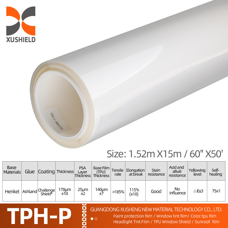 TPH 1.52*15M Rollo de alto brillo CLEAR Transparente Adhesivo Protección de pintura de carrocería de automóviles Ppf Film Tph
