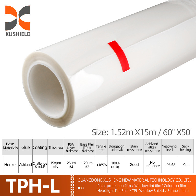 TPH 1.52*15M Rollo de alto brillo CLEAR Transparente Adhesivo Protección de pintura de carrocería de automóviles Ppf Film Tph