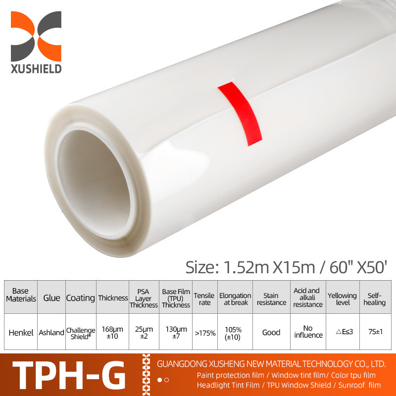 TPH 1.52*15M Rollo de alto brillo CLEAR Transparente Adhesivo Protección de pintura de carrocería de automóviles Ppf Film Tph