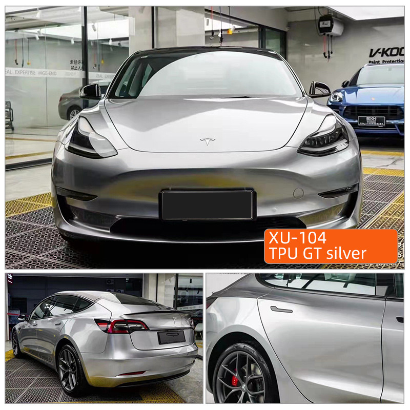 TPU GT plata 1.52 * 17m Super Brillante Revestimiento para automóviles Anticorcho Auto-Cura Pintura transparente TPU PPF Película de protección Roll Película protectora para automóviles