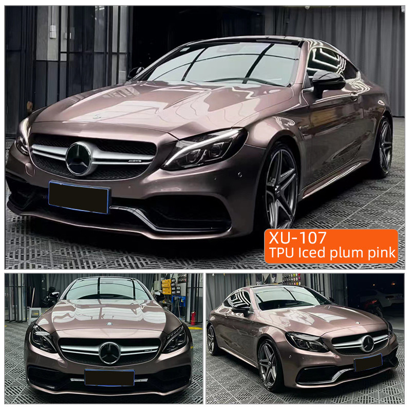 PPF de color rosa helado de TPU 5 años de garantía Auto-curación antiamarilla 1.52*17m Película de protección de pintura de automóviles de TPU