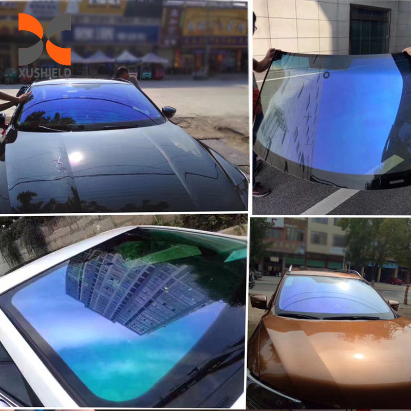 Púrpura Luz deslumbrante Color lateral Color de bloque trasero ppf Más popular Camaleón Película de ventana de cambio de color Para tintura de ventanas de automóviles