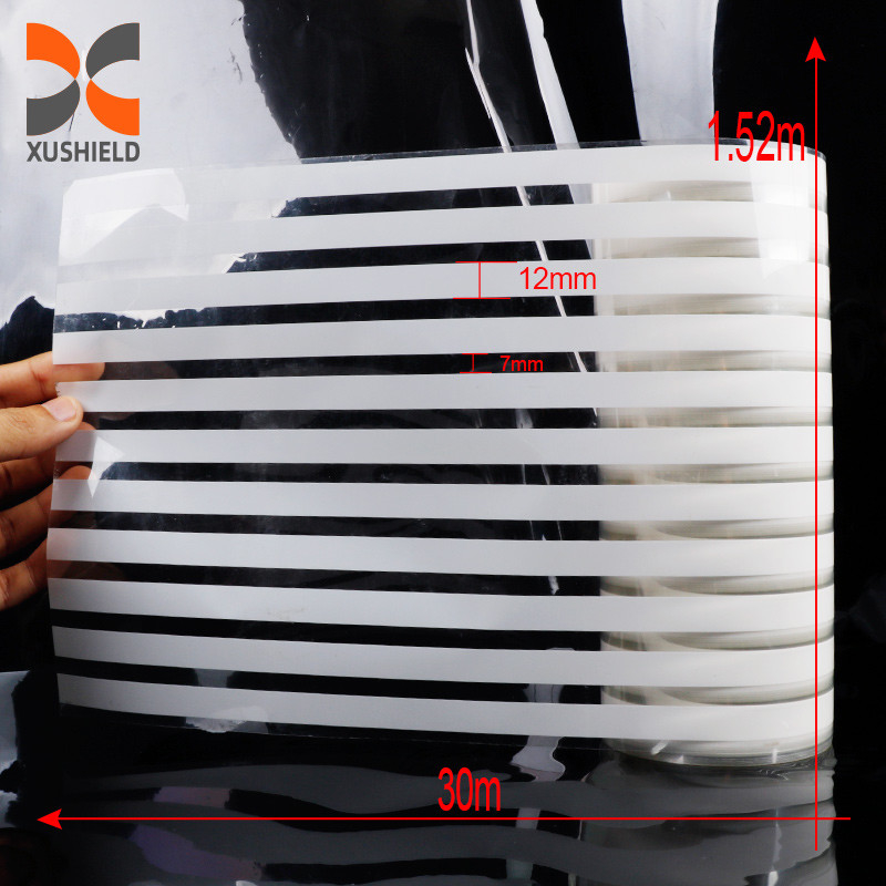 Película decorativa autoadhesiva de rayas blancas de membrana PET para ventanas de vidrio