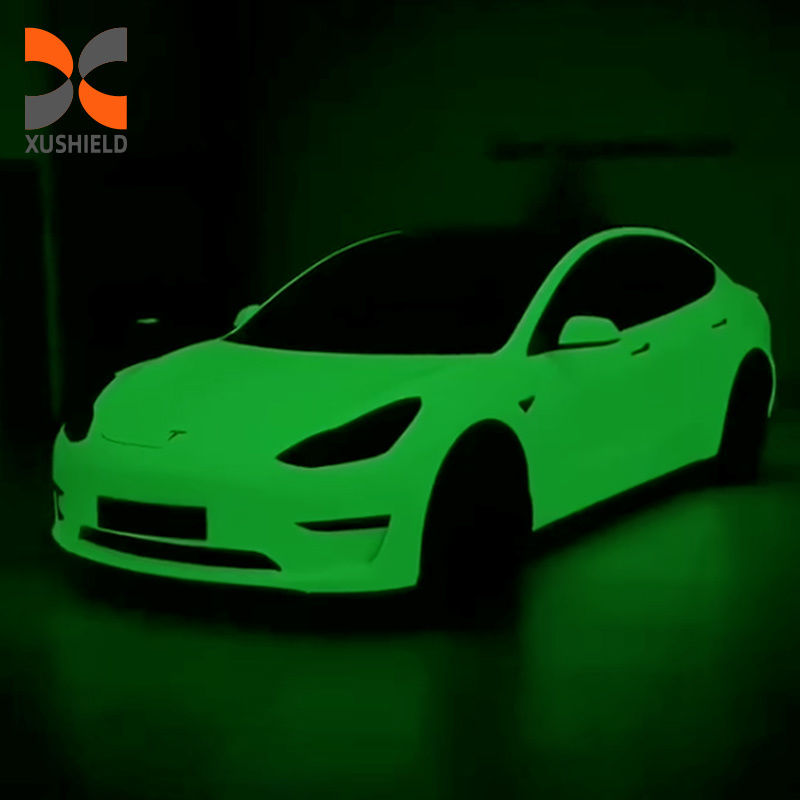 Instalación en seco y húmedo Antimancha TPU Color PPF fluorescencia Luz verde luminiscencia TPU blanco a verde fotocromismo Película de protección de pintura de envoltura de automóviles